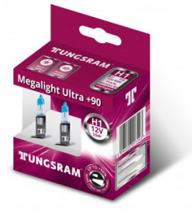 Автолампа H1 12V- 55W (P14,5s) Megalight Ultra +90 (2шт.) Tungsram