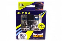 Автолампа H4 12V 60/55 (P43t) Ультра Super Light  +100% (2 шт.) 82420SL+100new  "Маяк"