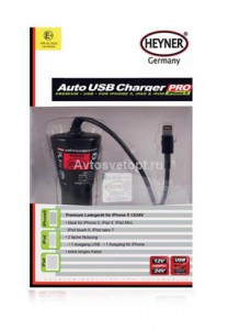 Авто  З/У для iPhone5, iPad4, iPod touch12/24 В 511710 HEYNER