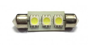 Лампа светодиодная 11-39 (SV8,5) 3 SMD 5050 диода, белая, салонная 12v