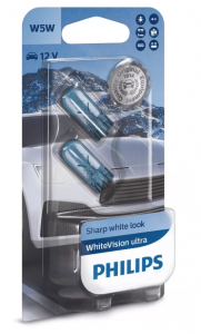 Автолампа 12V W5W (W2.1*9.5d) White Vision ultra 4200К (блистер 2шт) 12961WVUB2 PHILIPS Автолампа 12V W5W (W2.1*9.5d) White Vision ultra 4200К (блистер 2шт) 12961WVUB2 PHILIPS