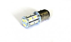 Лампа светодиодная 12v (21/5w) BAY15d (2конт) 13 SMD диодов, белая (габариты, стоп-сигнал)