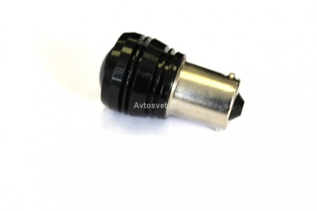 Лампа светодиодная 12v (P21w) BA15s (1конт) ЛИНЗА (1 HIGH POWER) , белая (поворот, стоп-сигнал)