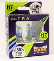 Автолампа H7 12V 55W (Px26d) White Vision +150% (2 шт.) 82720WV+150new "Маяк УЛЬТРА"