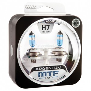 Набор ламп  H7 12V 55w  ARGENTUM +80% 4000K MTF