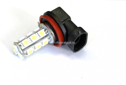 Лампа светодиодная H11 18 SMD 5050 диодов, белая, 12V Лампа светодиодная H11 18 SMD 5050 диодов, белая, 12V