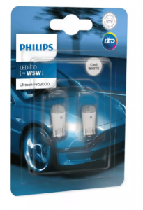 Светодиод 12V T10 Ultinon Pro3000 SI 6000K (2шт) 11961U30CWB2 PHILIPS