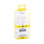 Cветодиод 12V MTF Light,Т10/W5W, 1W, 4000К(теп бел свет), линза матовая, Тайвань, (2шт)