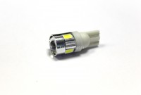 Лампа светодиодная Т10 (W2,1-9,5d) белая, ЛИНЗА 6 SMD 5630 диодов, (б/цокольная) 12v
