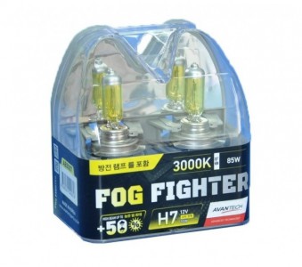 Автолампы H7 12V 55W (85W) 3000K FOG FIGHTER (2 шт) 3000K AVANTECH Автолампы H7 12V 55W (85W) 3000K FOG FIGHTER (2 шт) 3000K AVANTECH